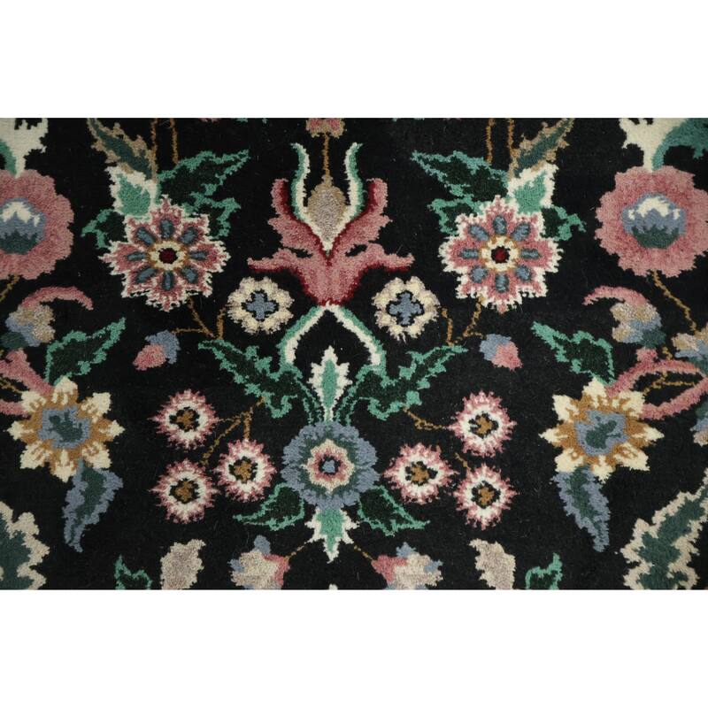 Hand Knotted Oriental 100% Wool Carpet Traditional All-Over Black Agra Area Rug - 6' 1'' X 4' 2''