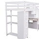 preview thumbnail 16 of 58, Twin Loft Bed with Storage Drawers ,Desk and Stairs with Shelves - White