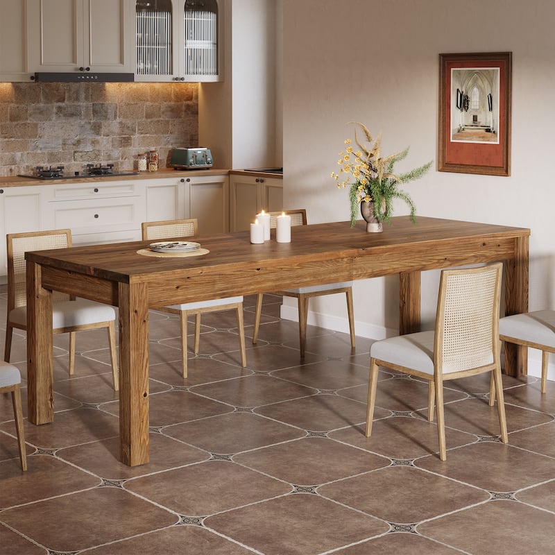 78.7" Dining Table for 6 8 10, Solid Wood Rustic Large Kitchen Table