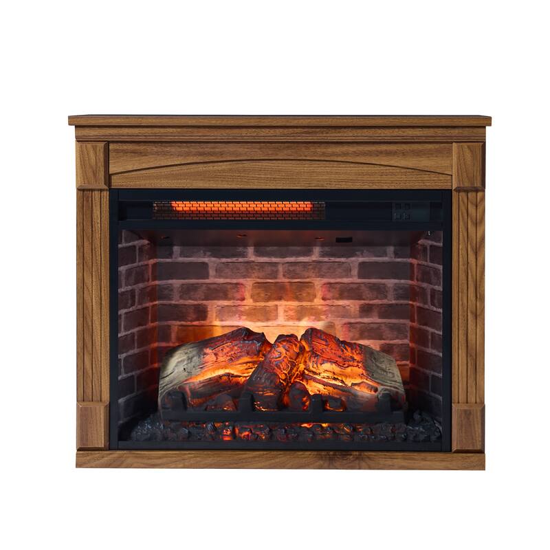28" Fireplace TV Stand with Easy-Glide Caster Wheels and 11 Temperature Settings for Living Room
