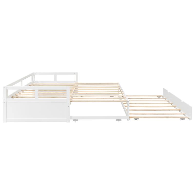 Twin to King Extending Daybed with Trundle Solid Wood Frame No Box Spring