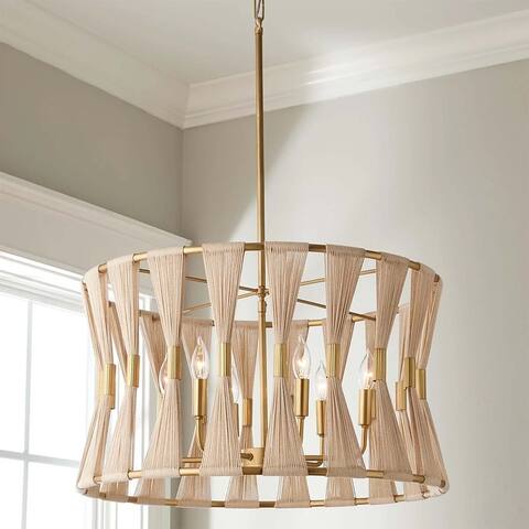 Modern 6-light Luxe Hand-wrapped Rope Drum Pendant Light