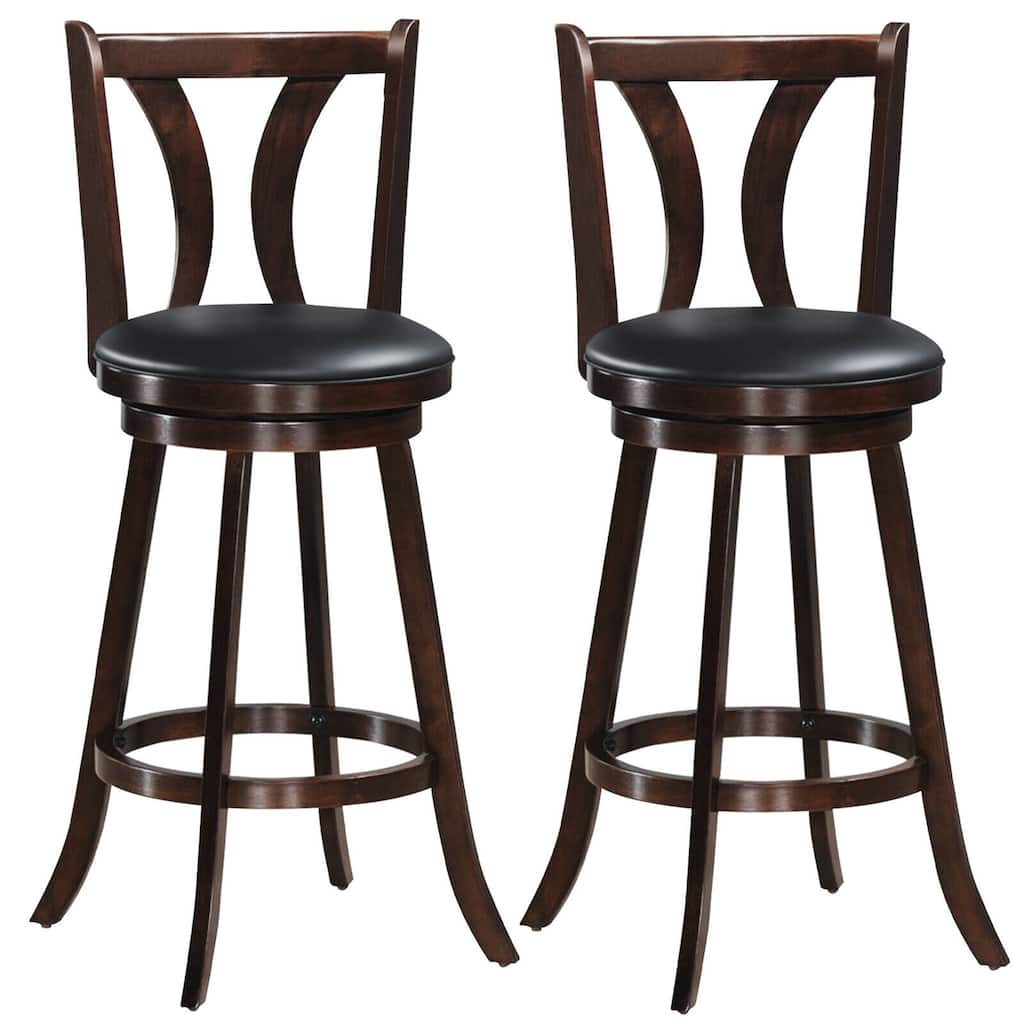 Gymax Set of 2 Swivel Bar stools 29.5" Bar Height Chairs with Rubber - See Details