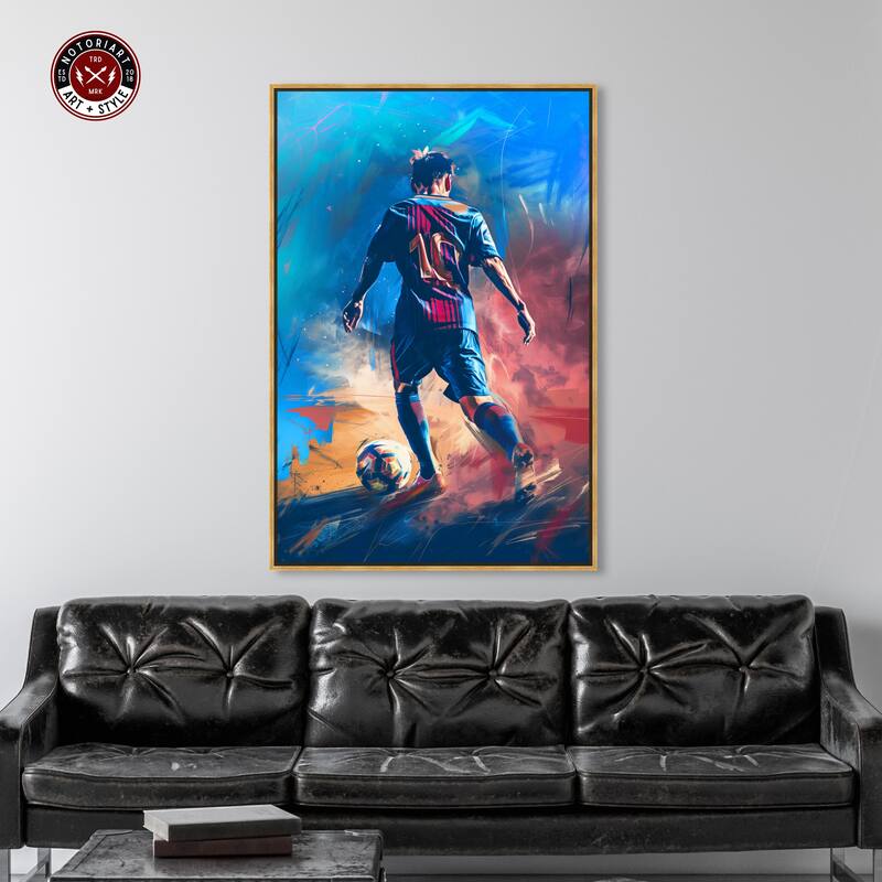 Notoriart Bold And Colorful Soccer Player Framed Soccer 1 Piece Canvas Wall Art