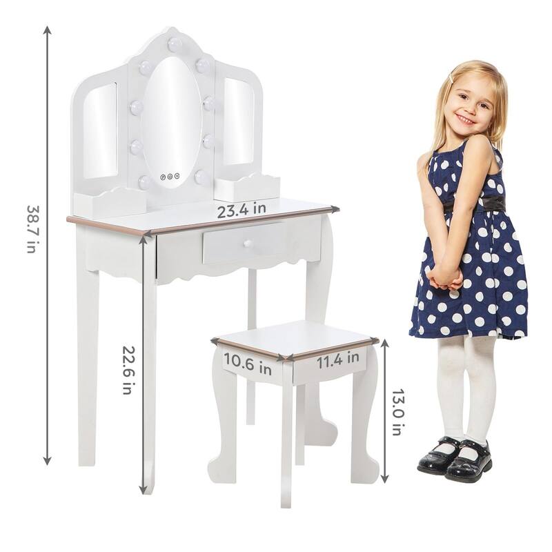 Princess Vanity Set with Touch Light and 3 Mirrors