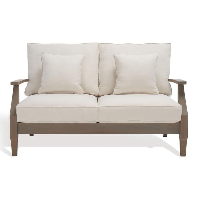 SAFAVIEH Couture Martinique Wood Patio Loveseat - 56"W x 35"D x 32"H