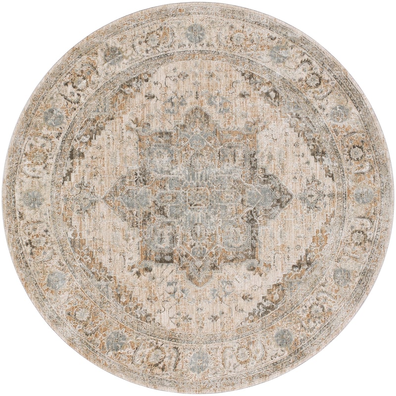 Livabliss Traditional Brunswick Medallion Area Rug - 6'7" x 6'7" Round - Olive