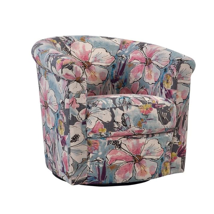 Marvel Traditional 360-degree Swivel Tub Chair - Floral Grey and Pink