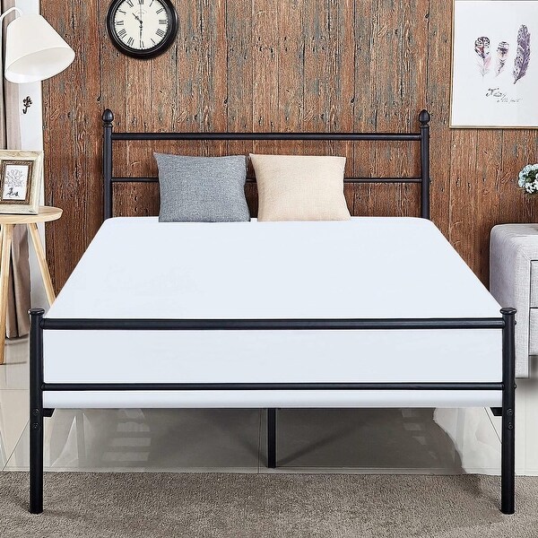 VECELO Reinforced Metal Bed Frame twin Size Platform with Headboard & Footboard