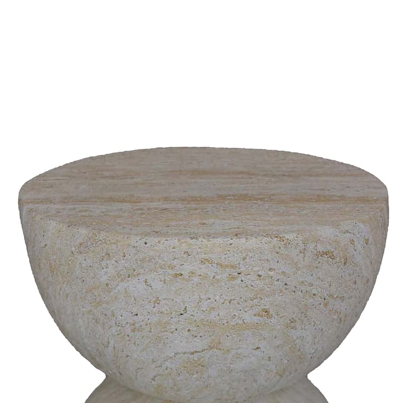 Archi Plant Stand Table, Rounded Design Marbled White Resin 18 Inch