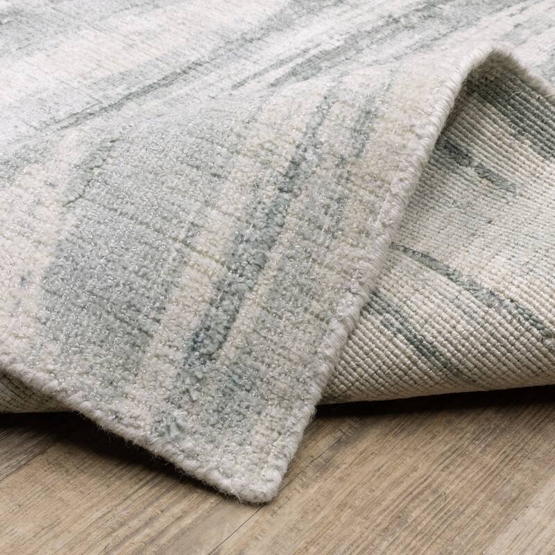 Cameryn Textural Distressed Stripe Beige/ Green Area Rug