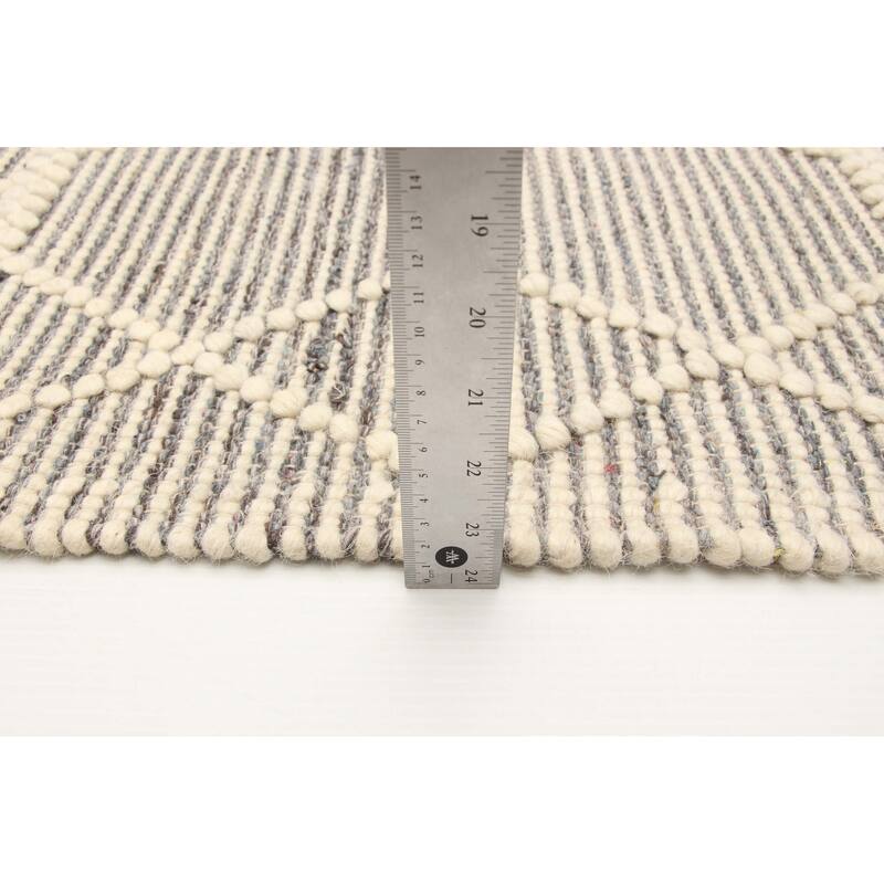 ECARPETGALLERY Braid weave Sienna Grey Wool Rug - 5'0 x 8'0
