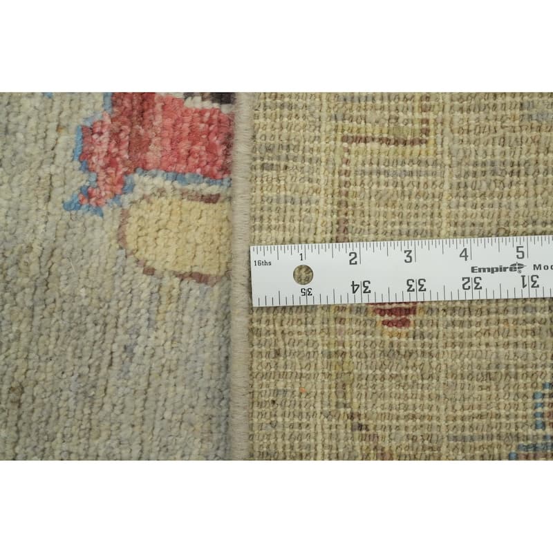Vegetable Dye Wool Oushak Turkish Area Rug, Flora Geometric Carpet - 12' 2'' X 9' 5''