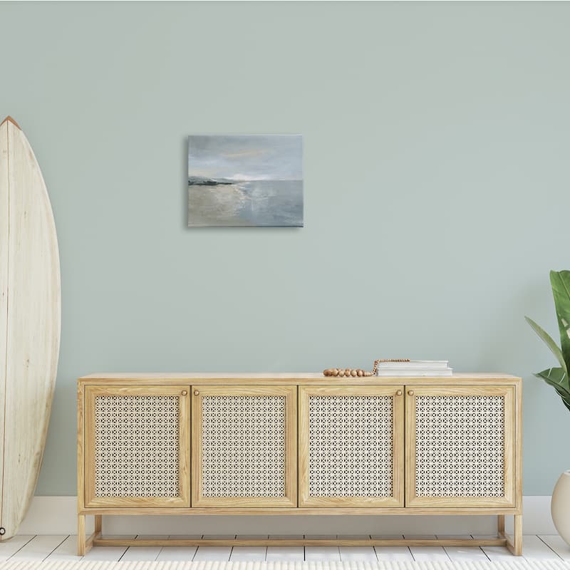 Stupell Murky Sky Beach Coast Abstract Landscape Cloudy Horizon Canvas Wall Art - Blue