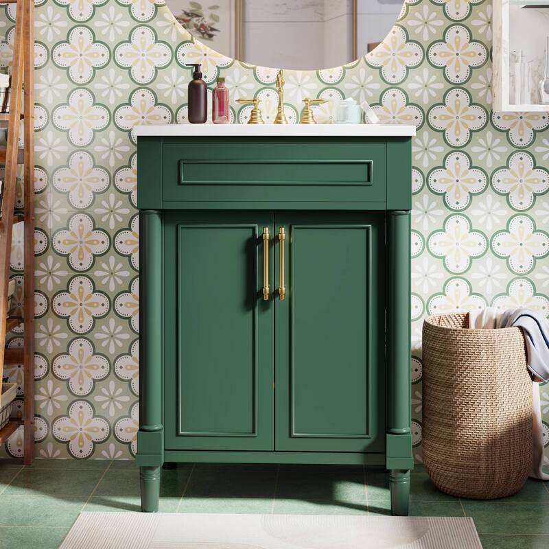 24" Bathroom Vanity with Integrated Ceramic Sink