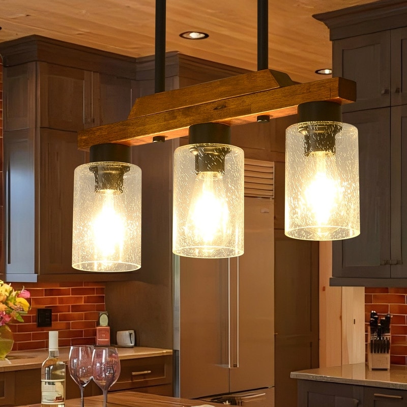 Rustic Chandelier Dining Room Kitchen Island Light Seed Glass Shade
