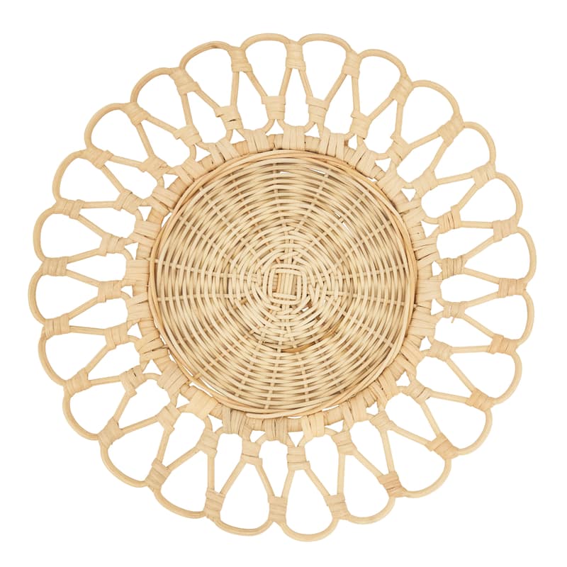 Rattan Placemats With Cutwork Design (Set of 4) - 15"x15"