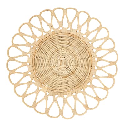 Rattan Placemats With Cutwork Design (Set of 4) - 15"x15"