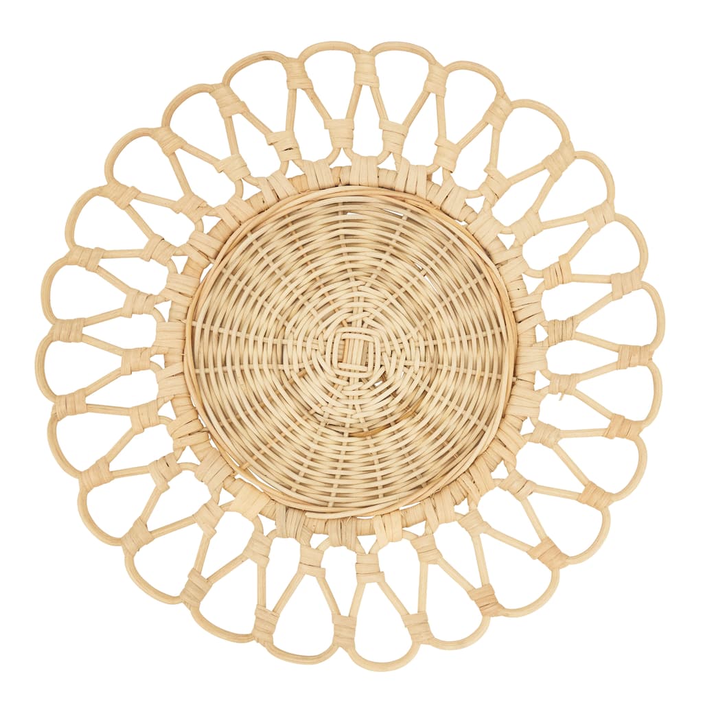 Rattan Placemats With Cutwork Design (Set of 4) - 15"x15"