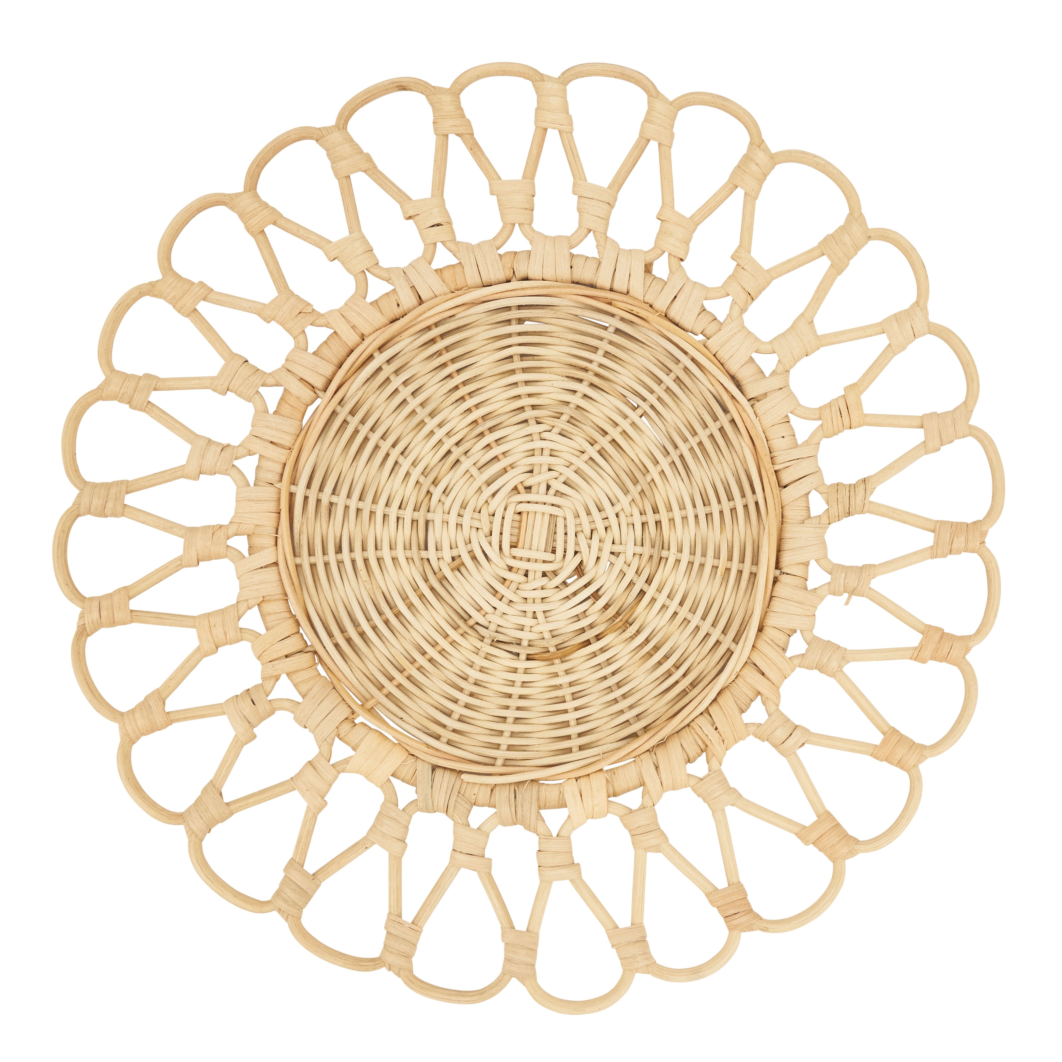Rattan Placemats With Cutwork Design (Set of 4) - 15"x15"