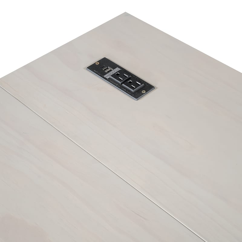 Queen Size Solid Wood Murphy Bed with Storage Drawers, USB Ports, and Space-Saving Design