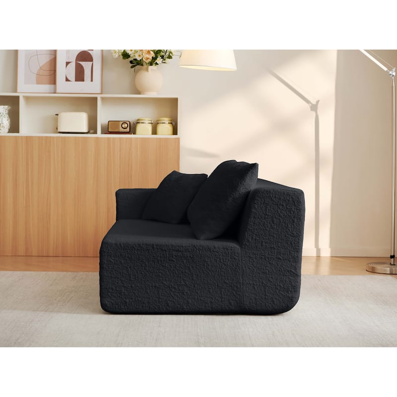 Modular Deep Seat Chaise Lounge Couch Chenille L-shaped Sectional Sofa with Pillows, Connecting Clasps and Non-slip Design
