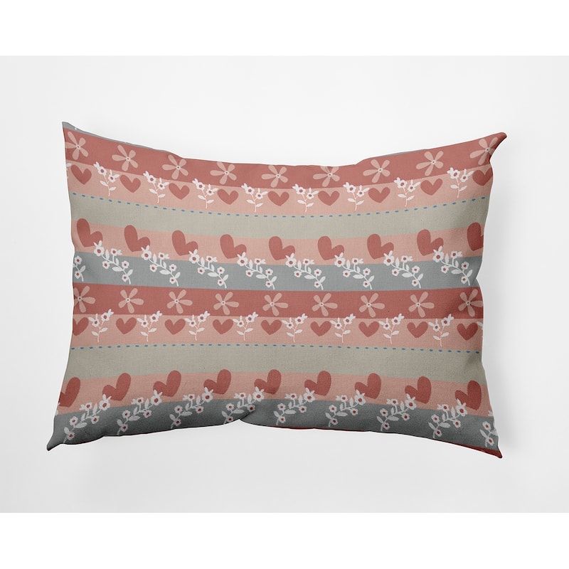 Love Garden Valentines Day Decorative Throw Pillow - 14" x 20" - Oatmeal