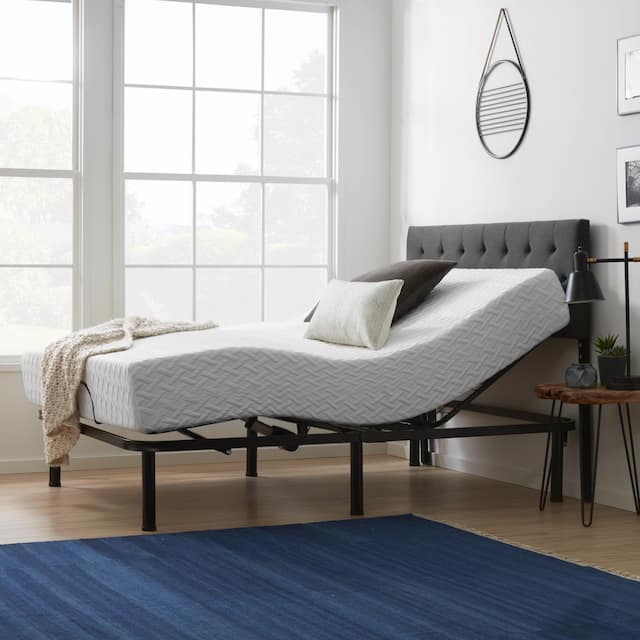 Lucid Comfort Collection 10-inch Gel Memory Foam Mattress and Standard Adjustable Bed Set