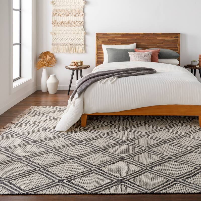 Livabliss Malia Handmade Moroccan Trellis Area Rug - Black - 8' x 10'