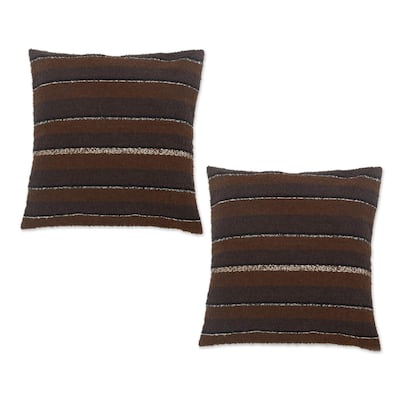Novica Handmade Soft Brown Cushion Covers (Pair)