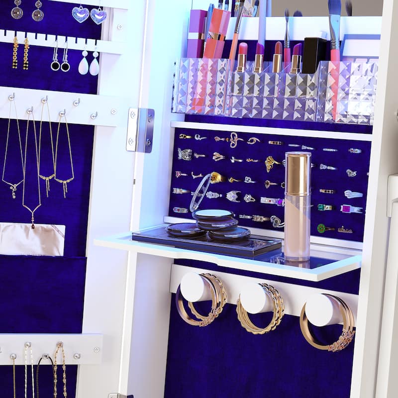 Swivel LED Jewelry Armoire with Lights - N/A