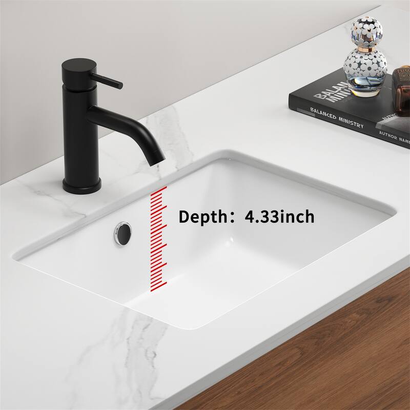 Porcelain Ceramic Vessel Sink Deep Basin w/ Overflow Under the Counter