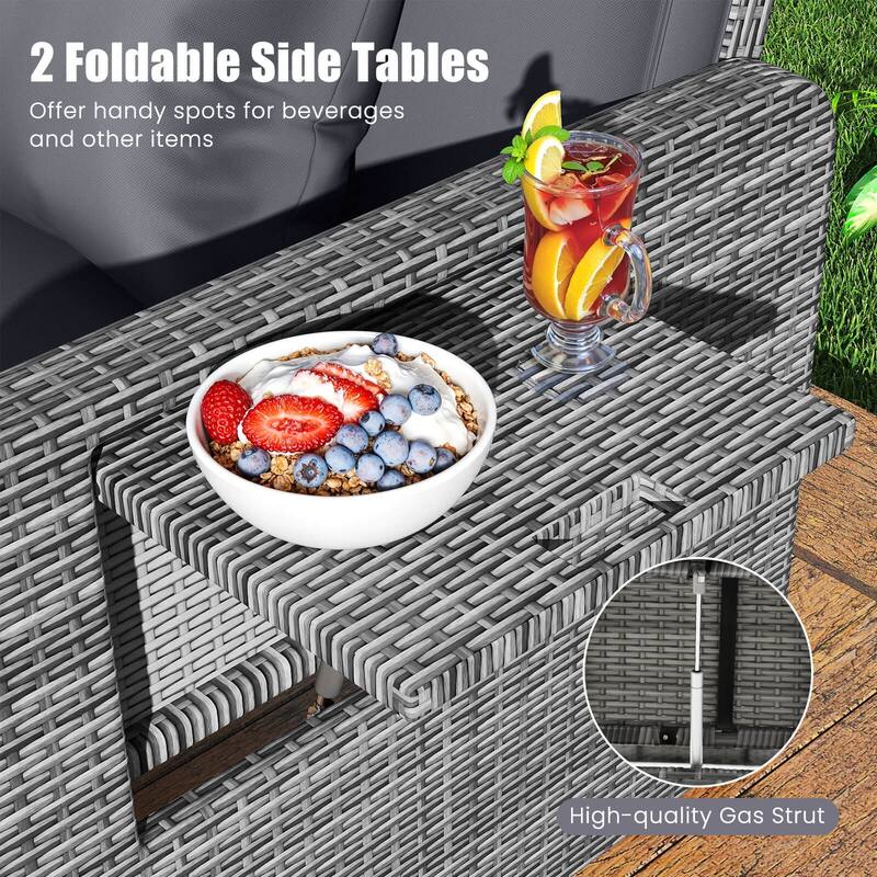 Costway Wicker Loveseat Sofa Set Patio Rattan Daybed with Ottoman & - See Details