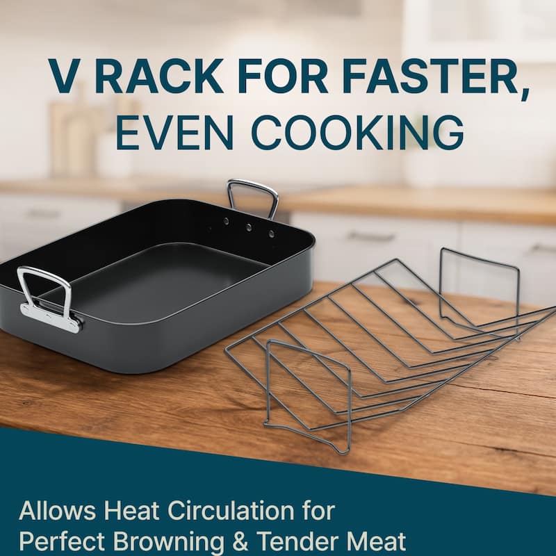 Gibson Home Broxton 2 Piece Non Stick Turkey Roaster - 16.5 Inch