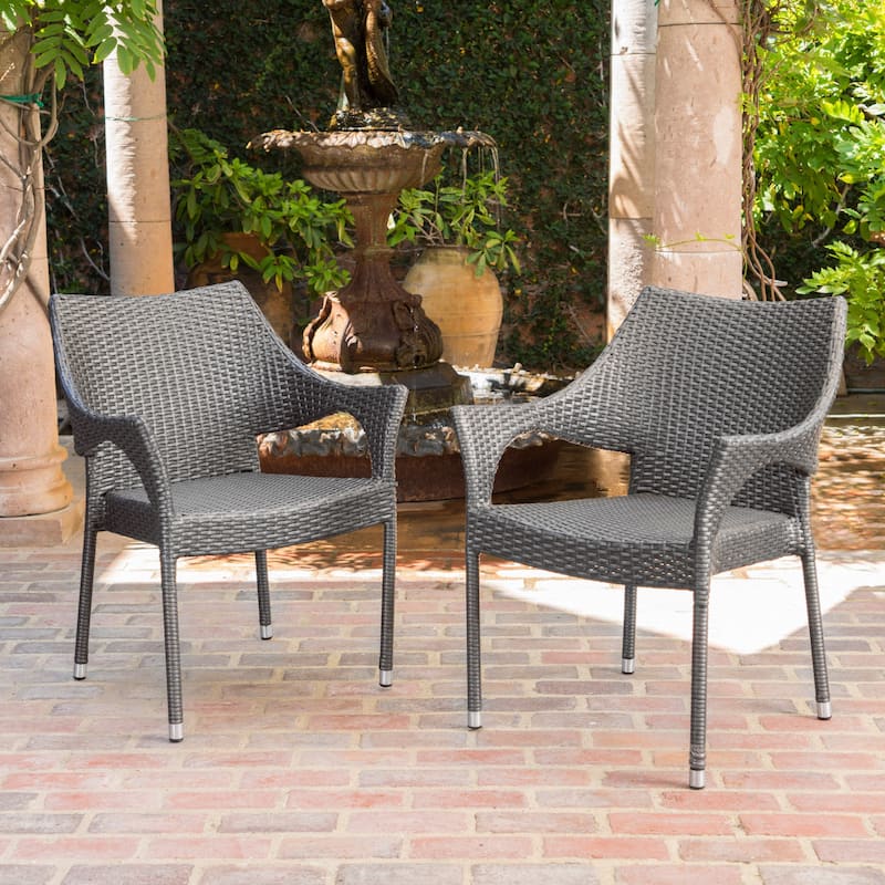 Christopher Knight Home Cliff Outdoor Wicker Chairs Set - Set of 2 - Grey