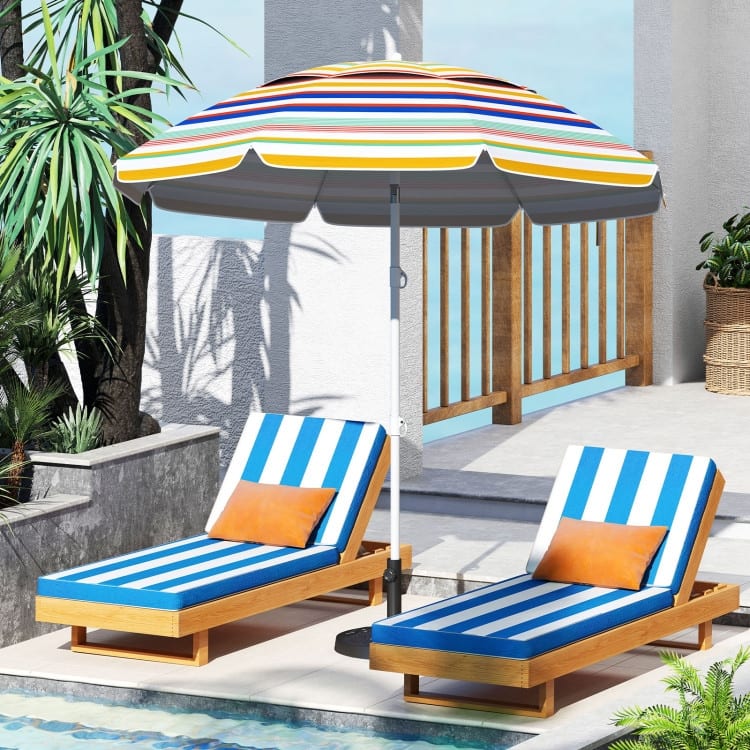 Multi-Color Polyester Metal Beach Umbrella with Tilt and Carry Bag