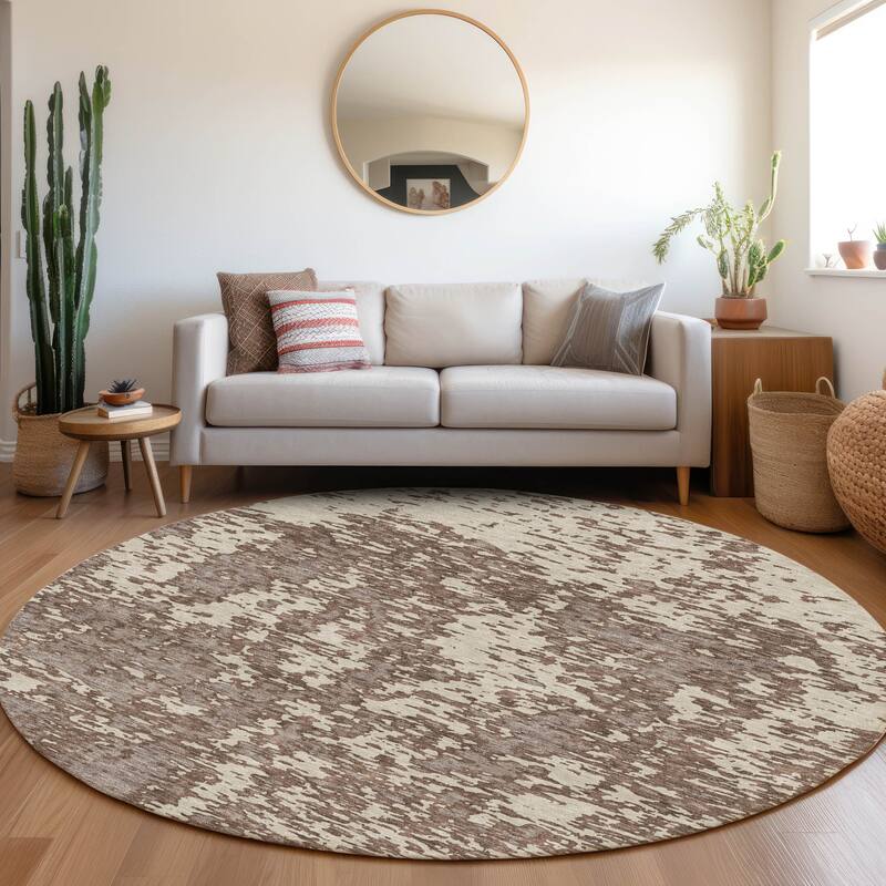 Premium Washable Super Soft Abstract Pixels Mayfield Rug - Brown - 8' x 8'