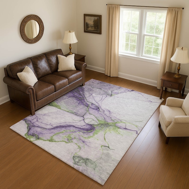 Premium Washable Super Soft Modern Crackle Mayfield Rug - Purple - 2'6" x 3'10"