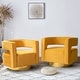 preview thumbnail 104 of 114, HULALA HOME Carisa Modern Upholstered Swivel Open-Back Barrel Chair with Golden Base Set of 2 - MUSTARD