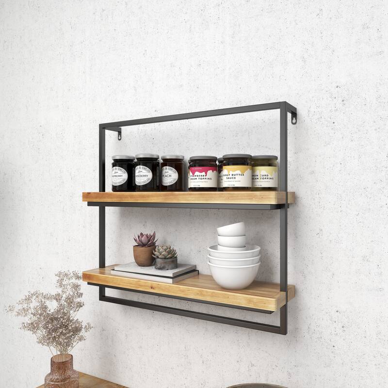 Metal 2 Shelves Wall Shelf - Brown - Roche River Decor