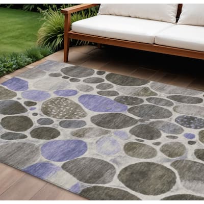 HomeRoots Geometric Transitional Rectangle Outdoor Rug