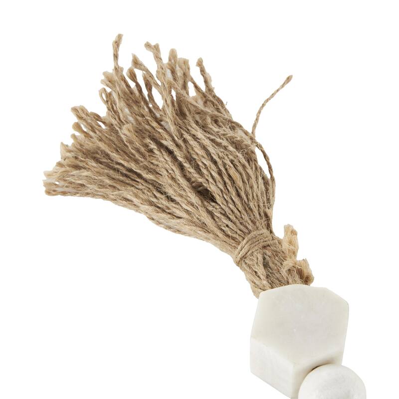 Marble Handmade Hexagon Garland with Tassel with Knotted Brown Jute - White - Roche River Decor