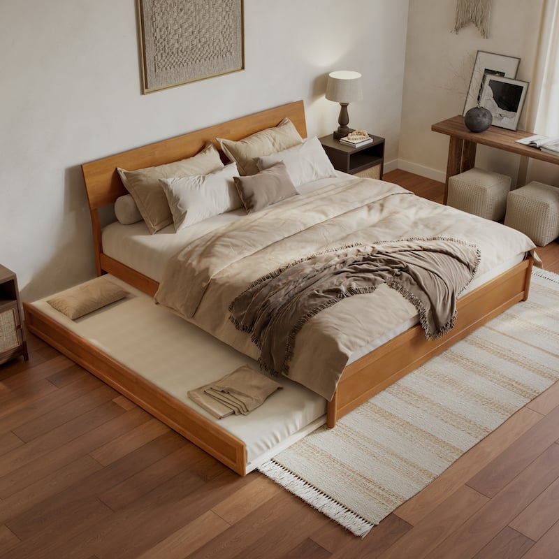 Norla Wood Platform Bed with Trundle