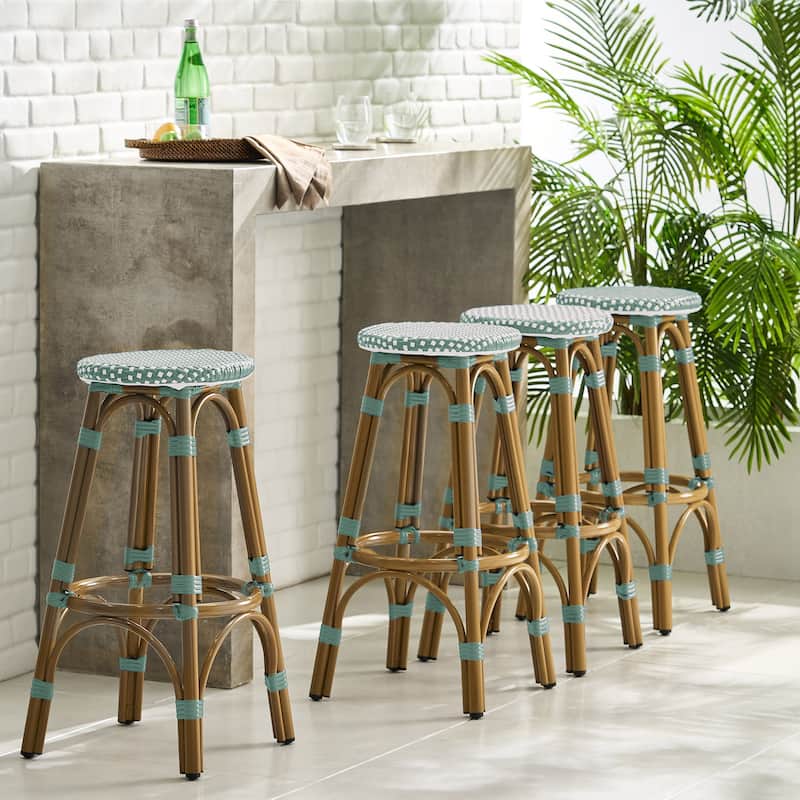 Starla Outdoor Aluminum and Wicker 29.5 Inch Barstools (Set of 4) by Christopher Knight Home