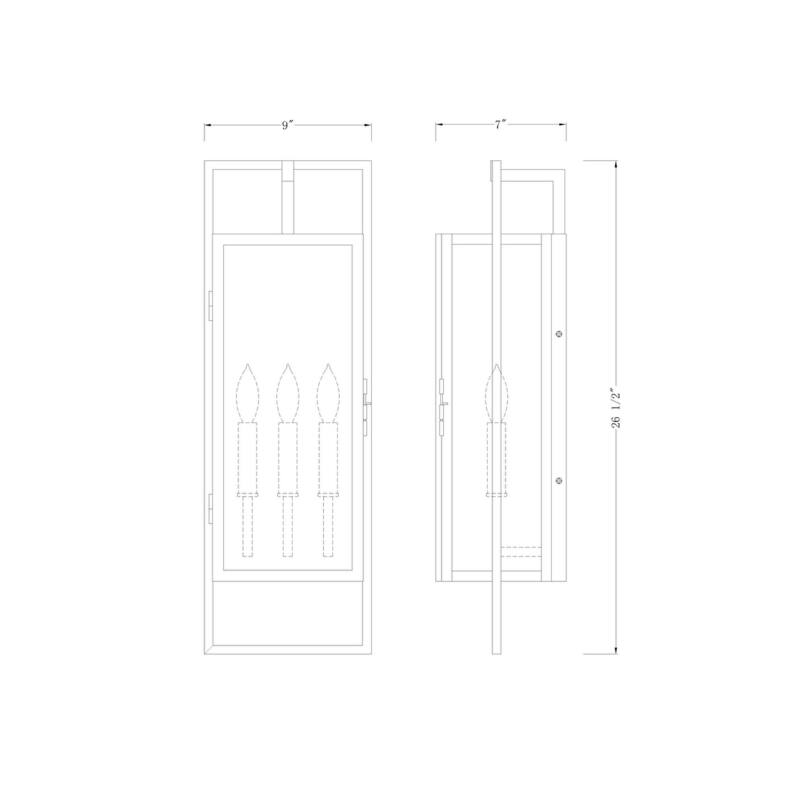 Z-Lite 598B Lucian 3 Light 27" Tall Outdoor Wall Sconce