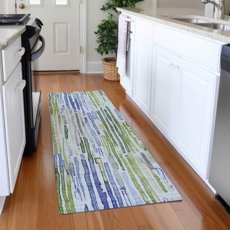 Premium Washable Super Soft Modern Stripes Mayfield Rug - Sky - 2'3" x 7'6"