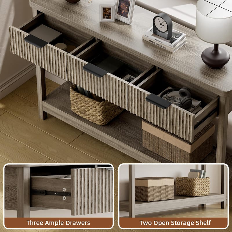 51"Wood Console Sofa Table with 3 Drawers for Living Room