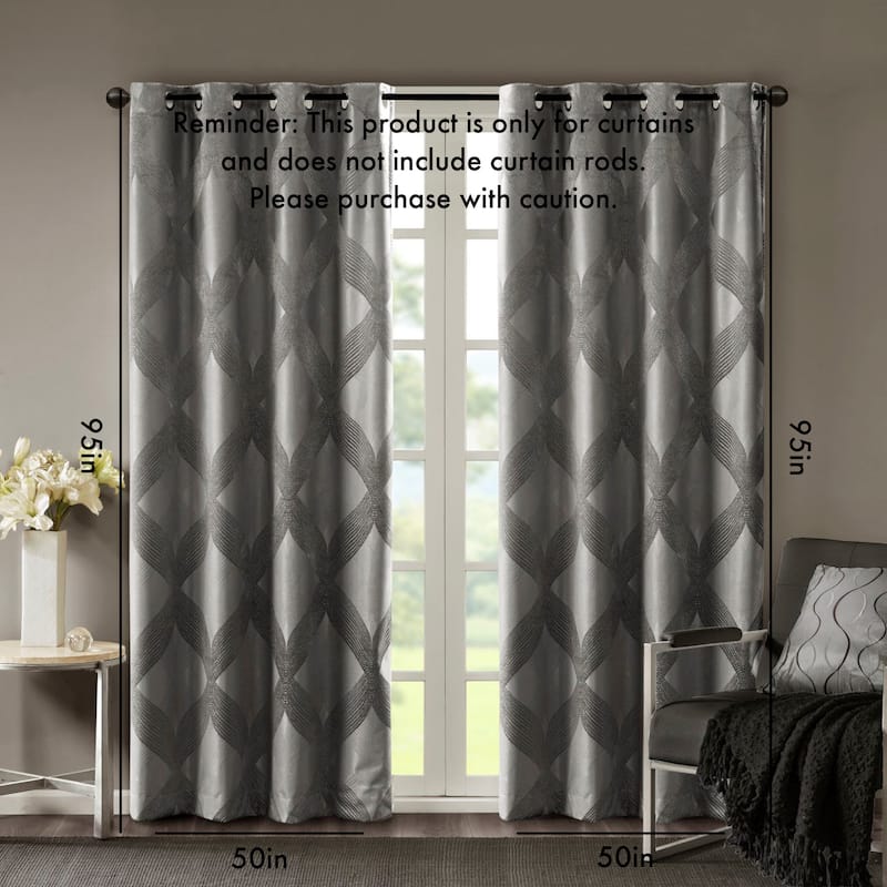Ogee Knitted Jacquard Total Blackout Curtain Panel(Only 1 Pc Panel)