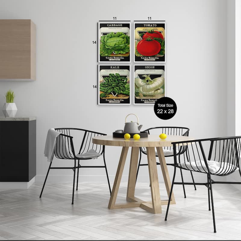 Stupell Vintage Garden Cabbage Framed Giclee Art Design By Lil' Rue (Set of 4)