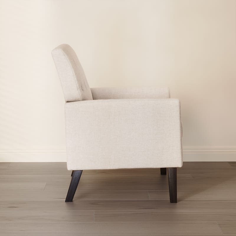 Mid-Century Modern Upholstered Linen Fabric Button Tufted Accent Chair - 28.5 W X 27.25 D X 33.75 H